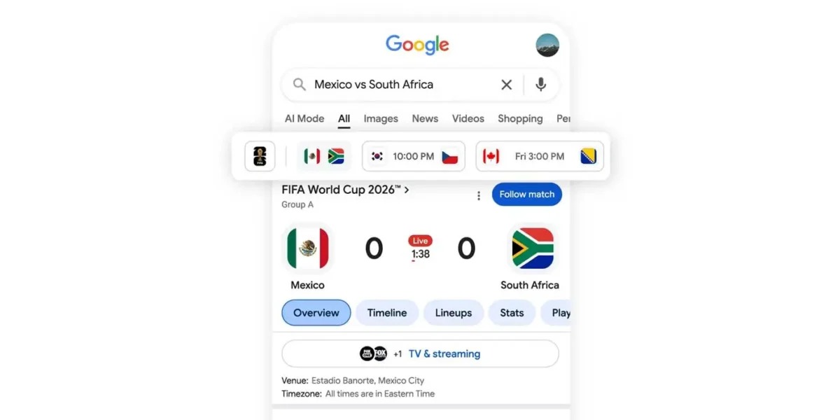 برنامه گوگل در جام جهانی 2026
