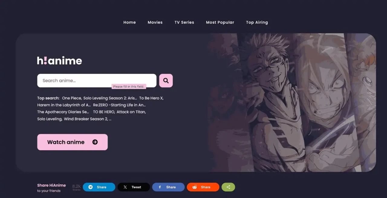 سایت دانلود انیمه HiAnime