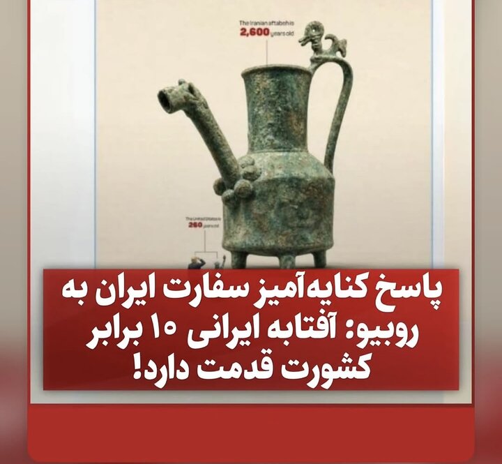 محسن تنابنده با تصویری از یک آفتابه تاریخی پاسخ داد