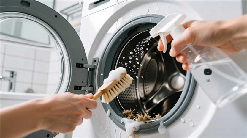 تمیز کردن لاستیک دور درب ماشین لباسشویی برای رفع بوی بد