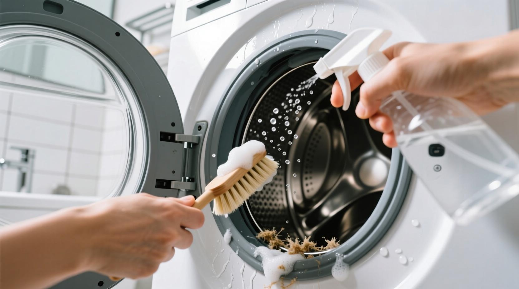 تمیز کردن لاستیک دور درب ماشین لباسشویی برای رفع بوی بد