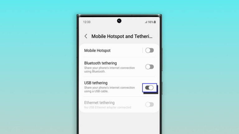 فعال کردن USB Tethering