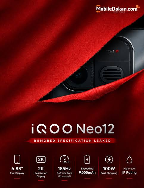 گوشی iQOO Neo 12 با نمایشگر OLED وضوح ۲K و باتری ۹۰۰۰ میلی‌آمپرساعتی