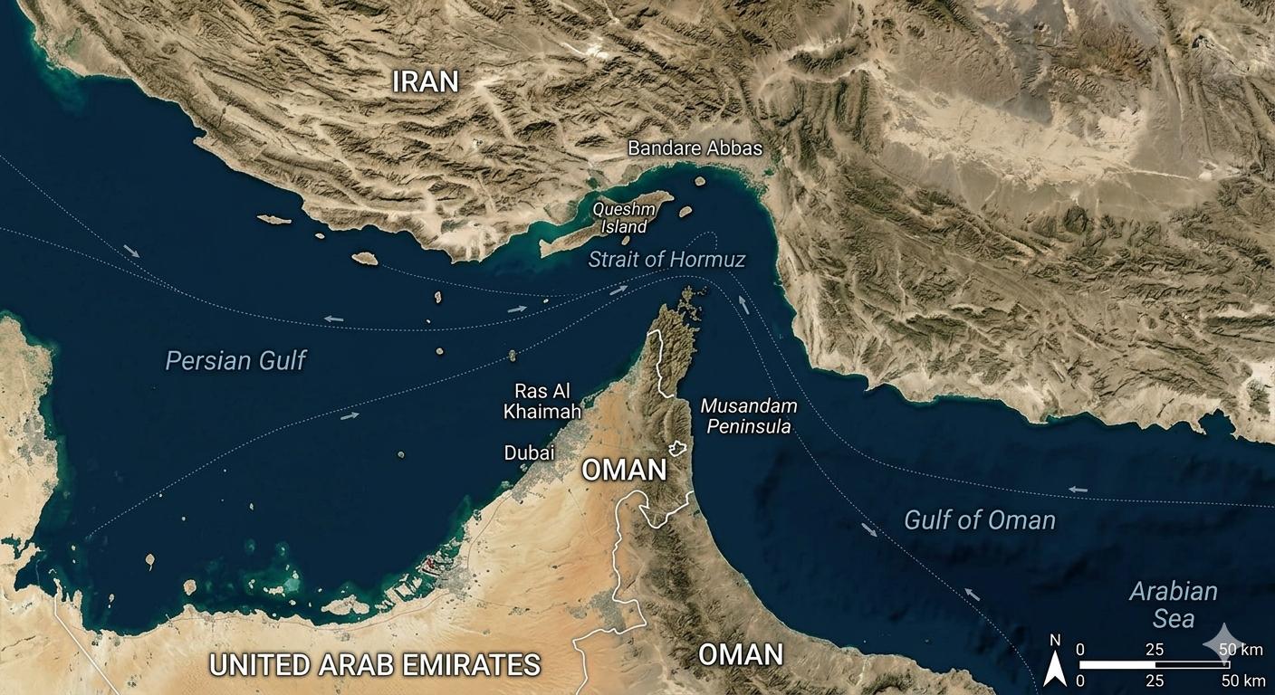 نقشه تنگه هرمز و موقعیت ایران در خلیج فارس