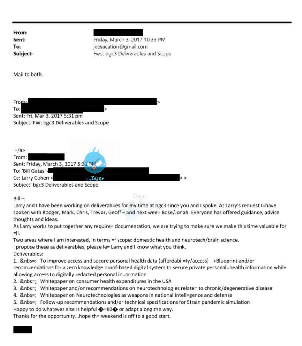 ایمیل جفری آپستین به بیا گیتس