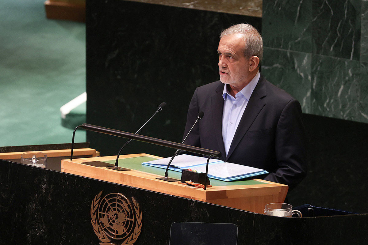 مسعود پزشکیان رئیس جمهور ایران در مجمع عمومی سازمان ملل متحد
