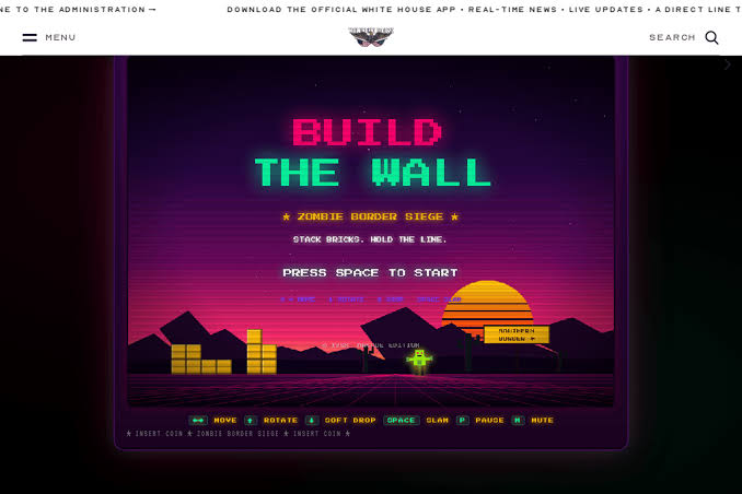 بازی Build the Wall شبیه تترس در وب‌سایت کاخ سفید