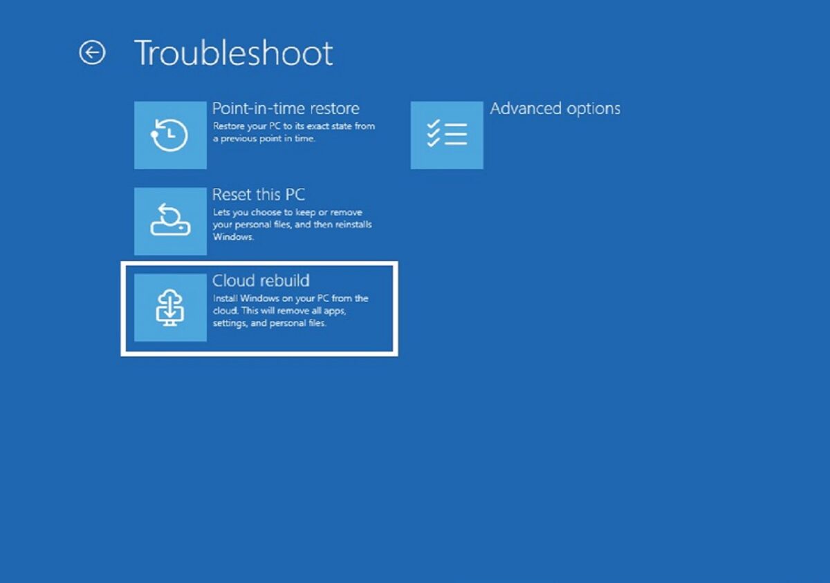 قابلیت Cloud Rebuild در ویندوز 11