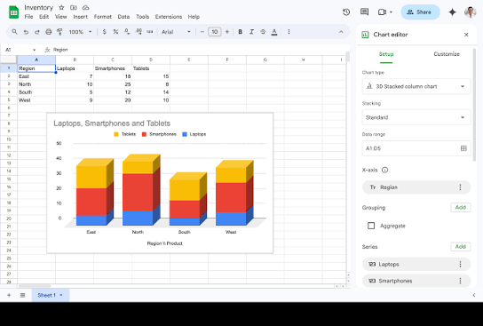 برنامه Google Sheets