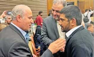علیرضا دبیر و مهدی تاج در دیدار میان رئیس فدراسیون کشتی و رئیس فدراسیون فوتبال