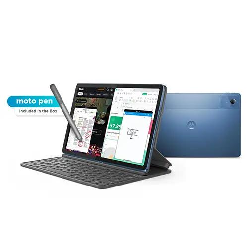 قلم Moto Pen در کنار تبلت Moto Pad 70 برای یادداشت‌برداری
